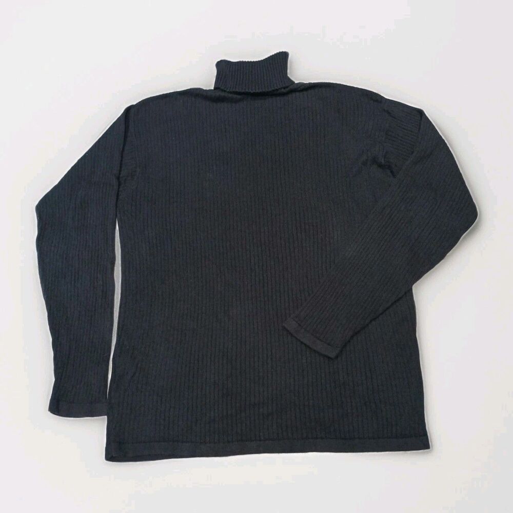 VTG Perry Ellis Black Cotton Blend Knit Turtleneck Sweater Men Size L Hong Kong